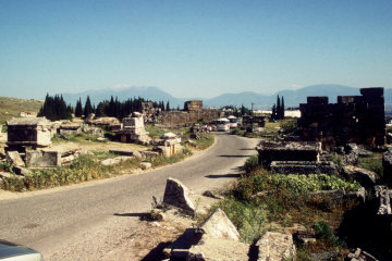 Tombs line the street into Hierapolis